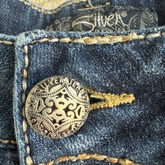 Y2K Western Mid Rise Cutoff Denim Shorts Raw Hem Medium Wash Silver - Picture 4 of 12